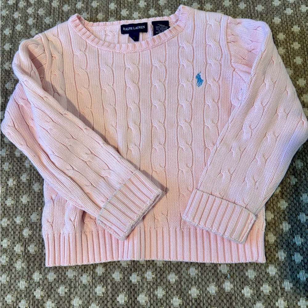 Girls Ralph Lauren Light Pink Cable Knit Sweater
